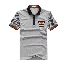 Günstige Uniform Short Striped Sleeve Grau Polo-Shirts